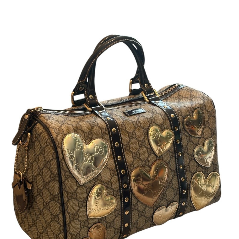 Gucci limited edition Joy Women's Heart-Embellished Brown and Gold Bag